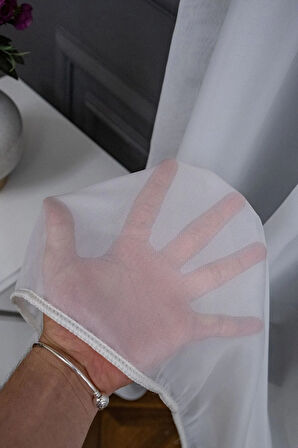 Kırık Beyaz Ekru Düz Sade Krep Tarz Tasarım Tül 1e2 Kat Pileli Tül Perde