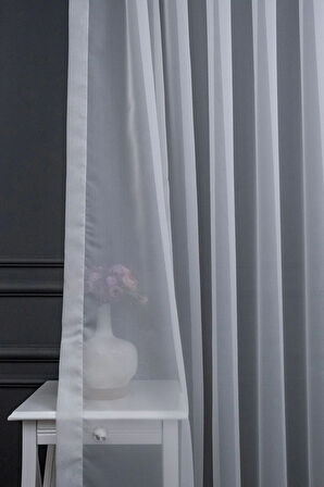 Kırık Beyaz Ekru Düz Sade Krep Tarz Tasarım Tül 1e2 Kat Pileli Tül Perde