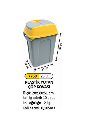 25 Litre Plastik Yutan Çöp Kovası