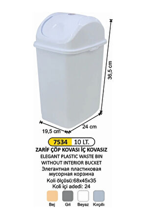10 Litre Plastik Döner Kapaklı Çöp Kovası