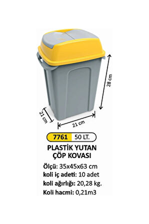 50 Litre Yutan Plastik Çöp Kovası