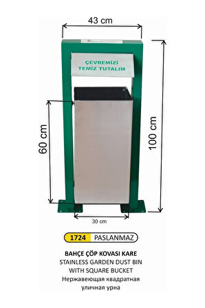 Paslanmaz Çelik Bahçe Çöp Kovası