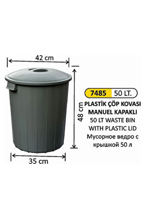 50 Litre Plastik Kapaklı Çöp Kovası