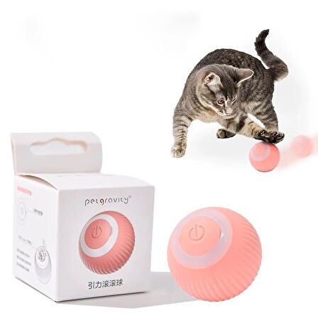 Interaktif Şarjlı Kedi Köpek Topu, Led Akıllı Kedi Topu, Kendinden Hareketli 360 Kedi Oyuncağ