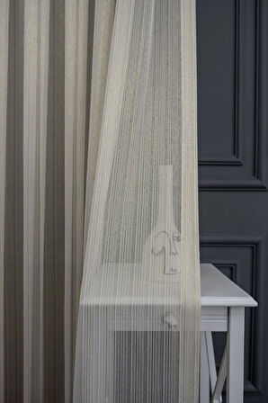 Altın Gold Renk Sim Çelik Tarz Tasarım Tül 1/2 Kat Pileli Tül Perde