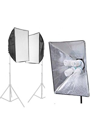 50x70cm Softbox 4 Duylu Ikili Sürekli Işık Seti Youtube Makyaj Toplam 8 Duy 8 Adet Ampullü