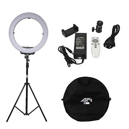 Afi 219s 19 Inç Kumandalı 90w Ring Light Kuaför Makyaj Video Çekim 2 Metre Stand 6500k Halka Işık fttk219s