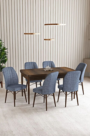 Lara Barok Desen 80 X 132 Açılabilir MDF Mutfak Masası 6  Sandalye