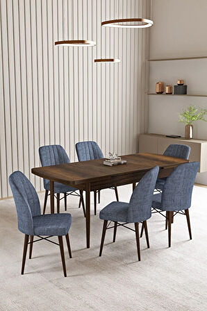 Lara Barok Desen 80 X 132 Açılabilir MDF Mutfak Masası 6  Sandalye
