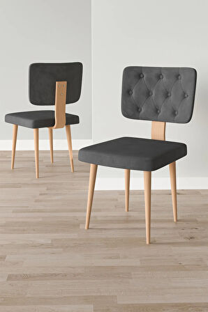 Elis Siyah Mermer Desen 80x132 Açılabilir Yemek Odası Takımı 4 Sandalye, 1 Bench