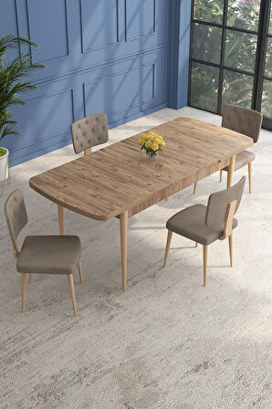 Vien Beyaz 80 X 132 Açılabilir MDF Mutfak Masası 4 Sandalye, 1 Bench