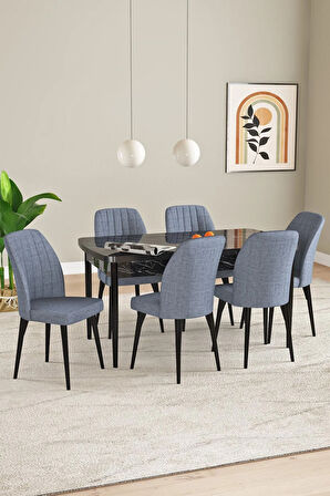 Daisy MDF Barok Desen Açılabilir 80x132 Cm 4 Sandalyeli Mutfak Masası Takımı