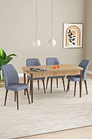 Elis Meşe Desen 80x132 Açılabilir Masa Takımı 4  Sandalye