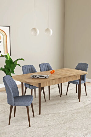 Elis Meşe Desen 80x132 Açılabilir Masa Takımı 4  Sandalye