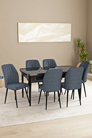 Vien Barok Desen 80 X 132 Açılabilir MDF Mutfak Masası 4  Sandalye