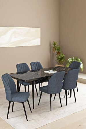 Vien Barok Desen 80 X 132 Açılabilir MDF Mutfak Masası 4  Sandalye