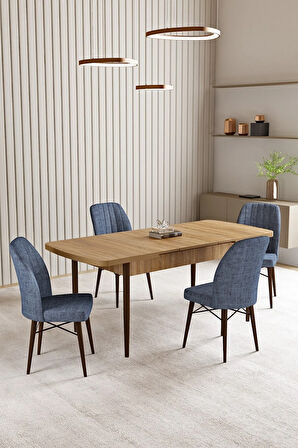Vien Meşe Desen 80 X 132 Açılabilir MDF Mutfak Masası 4  Sandalye