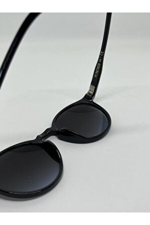 Lea Unisex Mavi Güneş Gözlüğü Yuvarlak Mavi Camlı Siyah Çerçeve