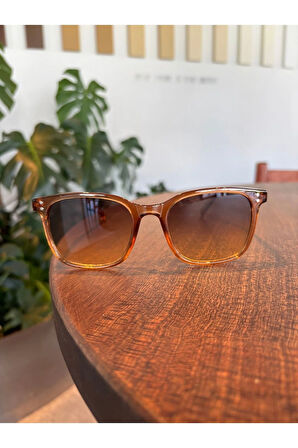 Efsun Açık kahve bal Köpüğü rengi Köşeli Unisex Kahverengi Gözlük