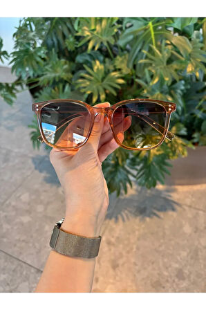 Efsun Açık kahve bal Köpüğü rengi Köşeli Unisex Kahverengi Gözlük