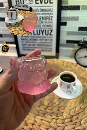 75ml 6lı Boncuk Kahve Yanı Bardak 6 Adet Mini Üzüm Bardak Boncuk Şekilli Kahve Yanı Sunum Bardağı