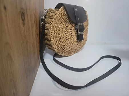 yuvarlak makaron çanta bohem hasır çanta, otantik çapraz çanta
