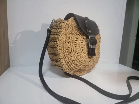 yuvarlak makaron çanta bohem hasır çanta, otantik çapraz çanta