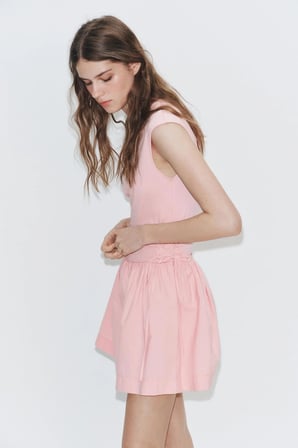 ALLBUCKS ZARA Kontrast Bağcık Detaylı Kısa Mini Elbise ABZRA00117