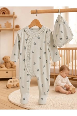 Kız Bebek Tulum Bebe Yaka Uzun Kollu — Açık Mavi