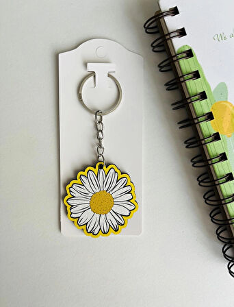 Papatya Tasarımlı Anahtarlık – Sevimli Çiçek Figürlü Anahtarlık, Çanta Süsü ve Hediyelik Aksesuar