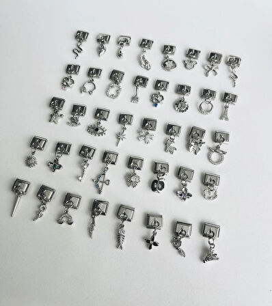 3 Adet Rastgele Paslanmaz Çelik 9mm İtalyan Charm Bileklik Uyumlu Sallantılı Charm