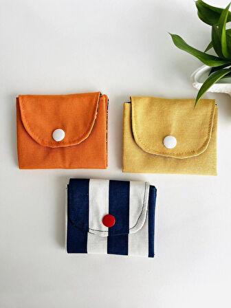 Premium El Yapımı Keten Kumaş Mini 3 Bölmeli Cüzdan 11x9 cm – Çok Amaçlı Kadın Aksesuar