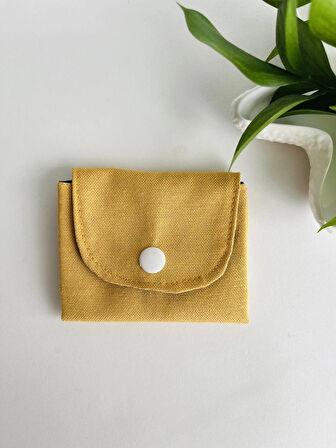 Premium El Yapımı Keten Kumaş Mini 3 Bölmeli Cüzdan 11x9 cm – Çok Amaçlı Kadın Aksesuar