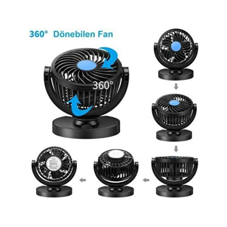 Point Araç İçi 360 Derece Dönebilen Soğutucu Araç Vantilatör 12V Çakmaklıklı