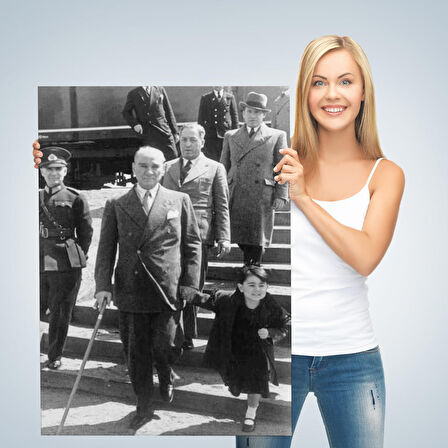 Atatürk Portre Tablosu Mustafa Kemal Atatürk Dikdörtgen Dekoratif Kanvas Tablo-FI-133