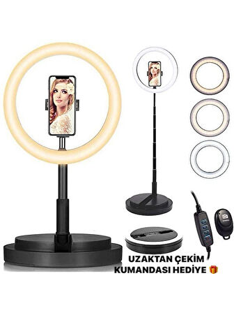 Teleskopik Halka Lamba Ring Light Taşınabilir Katlanır Selfie Işığı Makeup Led Tripod Işık