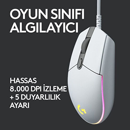  Logitech G G203 Lightsync Oyuncu Mouse Beyaz
