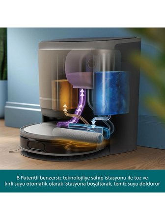 Philips HomeRun 9000 Serisi XU9100/10 Siyah Çöp İstasyonlu Robot Süpürge