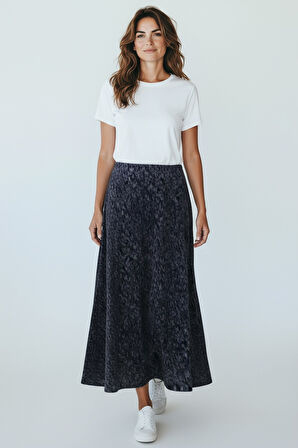 KADIN BELİ LASTİKLİ DESENLİ SEKİZ PARÇA BALIK ETEK