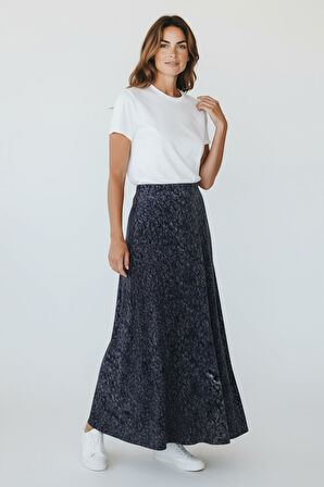 KADIN BELİ LASTİKLİ DESENLİ SEKİZ PARÇA BALIK ETEK