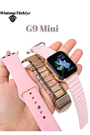 G9 Mini 41 Mm Amoled Ekran Akıllı Saat 3 Strap+Bracelet IPhone12/Mini/Pro/Promax Uyumlu