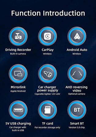4K Hd Ultra Araç İçi Ön ve Arka Kameralı Ekran 2 Kameralı Torpido Üstü Araç Multimedya İos Android 