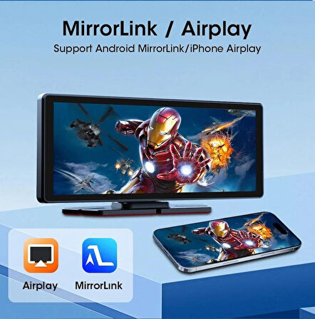 4K Hd Ultra Araç İçi Ön ve Arka Kameralı Ekran 2 Kameralı Torpido Üstü Araç Multimedya İos Android 