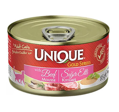 Unique Gold Series Sığır Etli 85 gr Yetişkin Konserve Kedi Maması 24 Adet