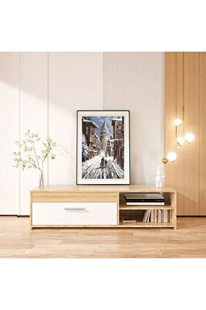 Galata Kulesi Kış Sayılarla Boyama Seti, Hobi Seti, 40X50 Tablo, Fırça Boya Asma Aparatı Dahil,