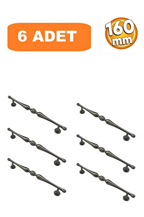 160mm Galata Model Mobilya Mutfak Çekmece Dolap Dolabı Kulpu Kulbu Kulpları 6Adet Füme