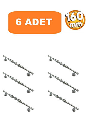 160mm Galata Model Mobilya Mutfak Çekmece Dolap Dolabı Kulpu Kulbu Kulpları 6 Adet Krom