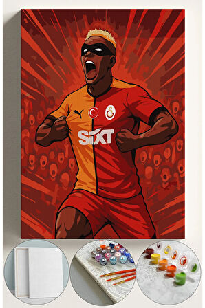 Sayılarla Boyama Seti Numaralı Tuval Fırça Boya 40x50 Cm - Osimhen