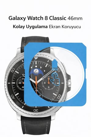 Samsung Galaxy Watch 8 Classic 46mm Kolay Uygulama Hizalama Aparatlı Cam Ekran Koruyucu