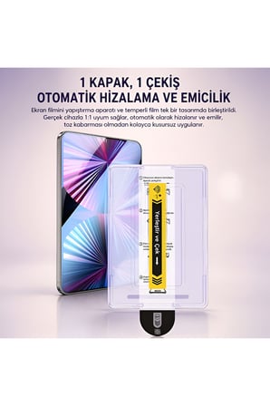 Galaxy Tab S10 Fe Plus Kolay Uygulama Aparatlı Toz Önleyici Tam Kaplayan Cam Ekran Koruyucu